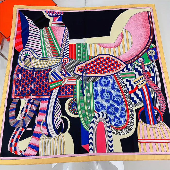 Equestrian Twill Silk Square Scarf, 90cm