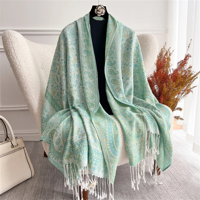 Floral Cashmere Wrap Scarf