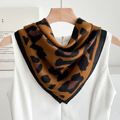 Brown Leopard Silk Scarf