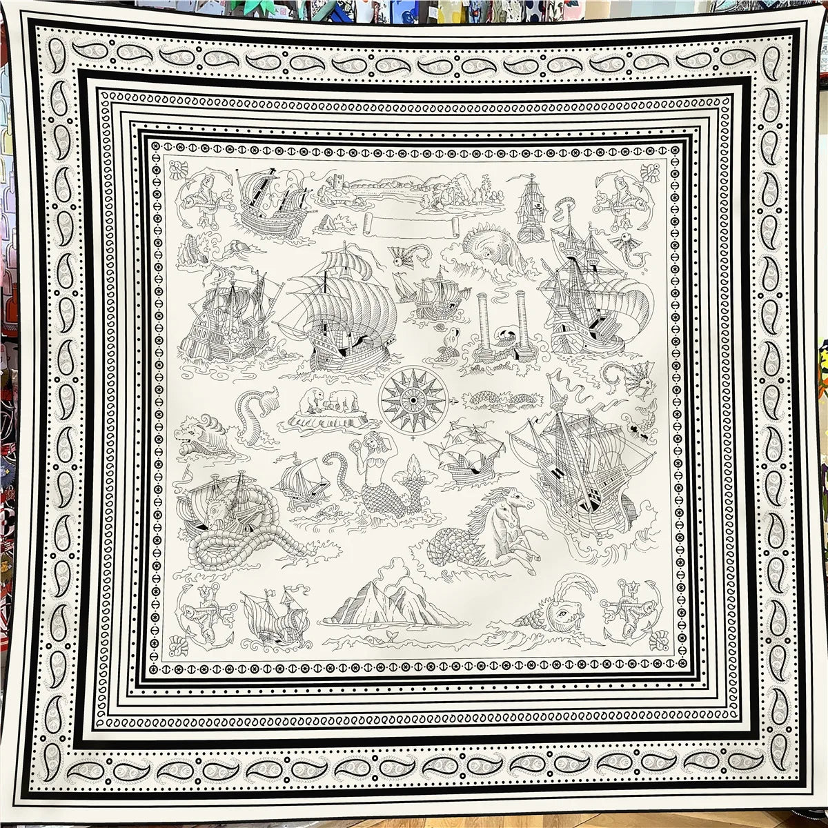 Paisley Shawl Silk Scarf, 130cm
