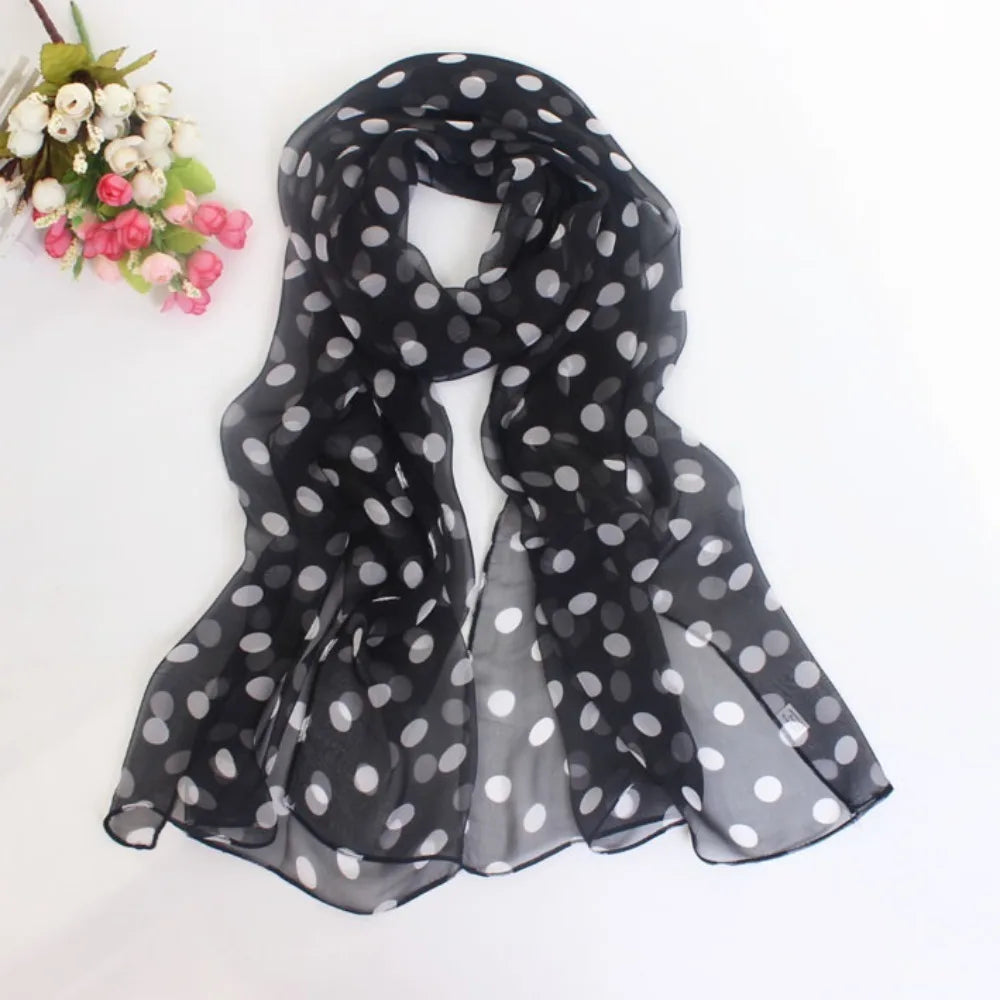 Polka Dot Chiffon Square Scarf