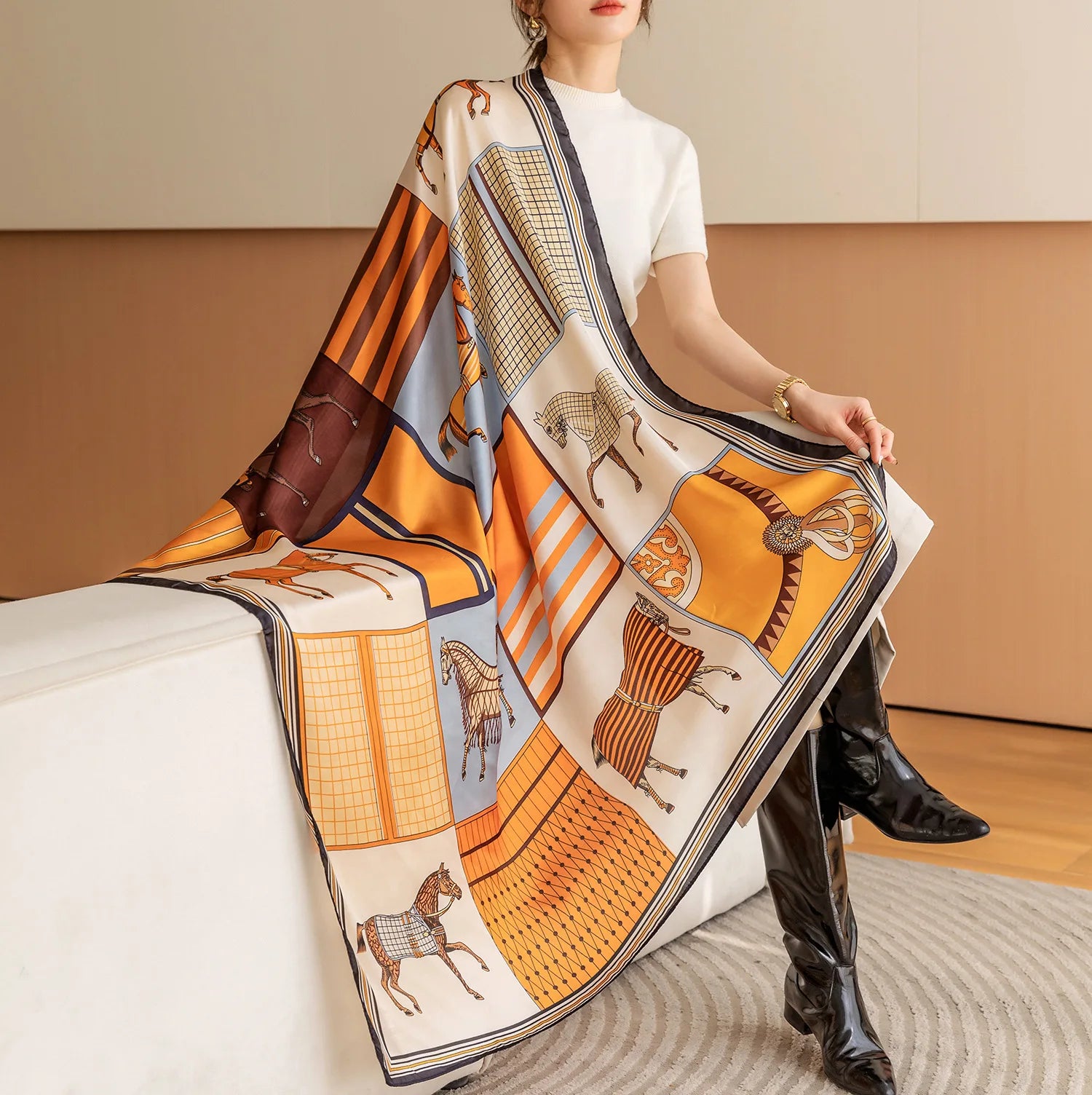 Vintage Shawl Silk Scarf
