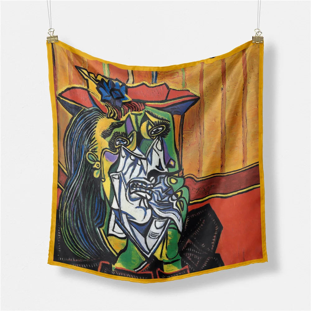 Oil Painting Silk Scarf, 53cm