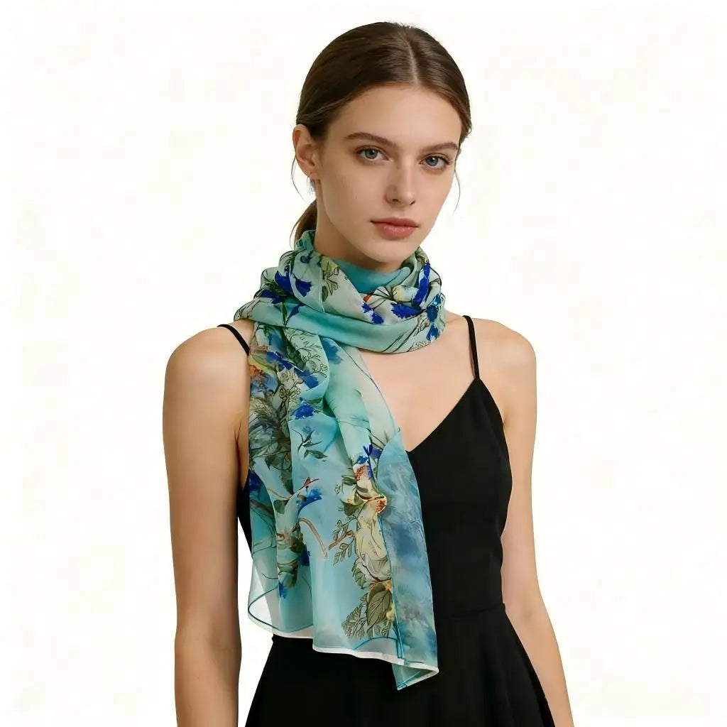 Floral Wrap Silk Scarf