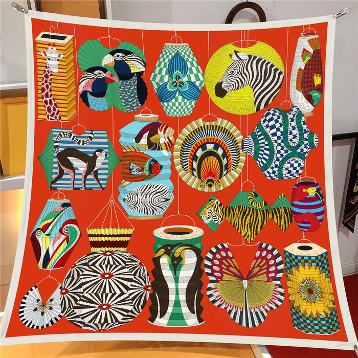 Bohemian Twill Silk Square Scarf, 90cm