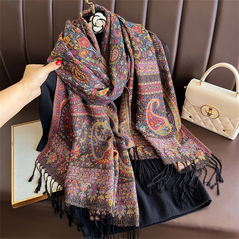 Paisley Wrap Cashmere Scarf