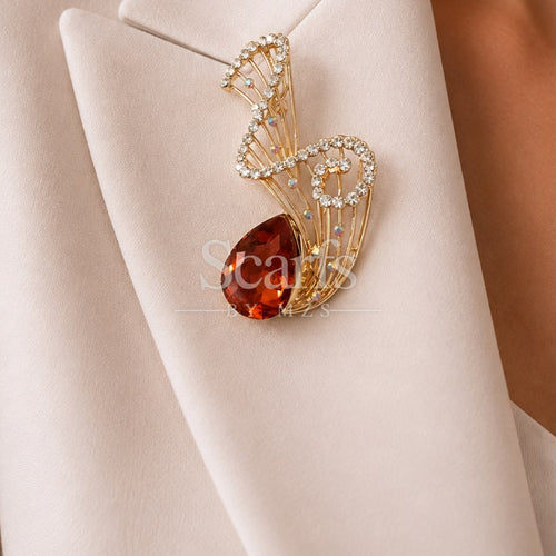 Amber Teardrop Swirl Brooch — Scarfs by MZS