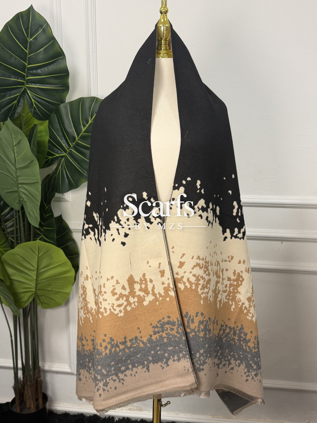 Black Ombre Speckle Cashmere Wrap — Scarfs by MZS
