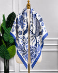 Blue & White Delft Floral Scarf, 130cm — Scarfs by MZS