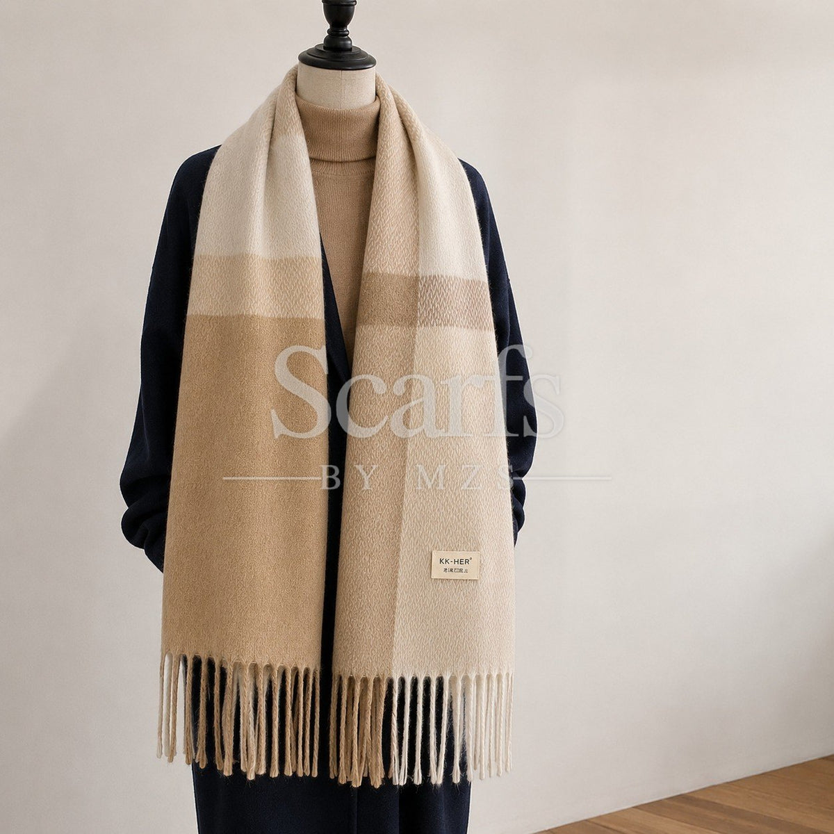 Camel Colour-Block Shawl — Scarfs by MZS