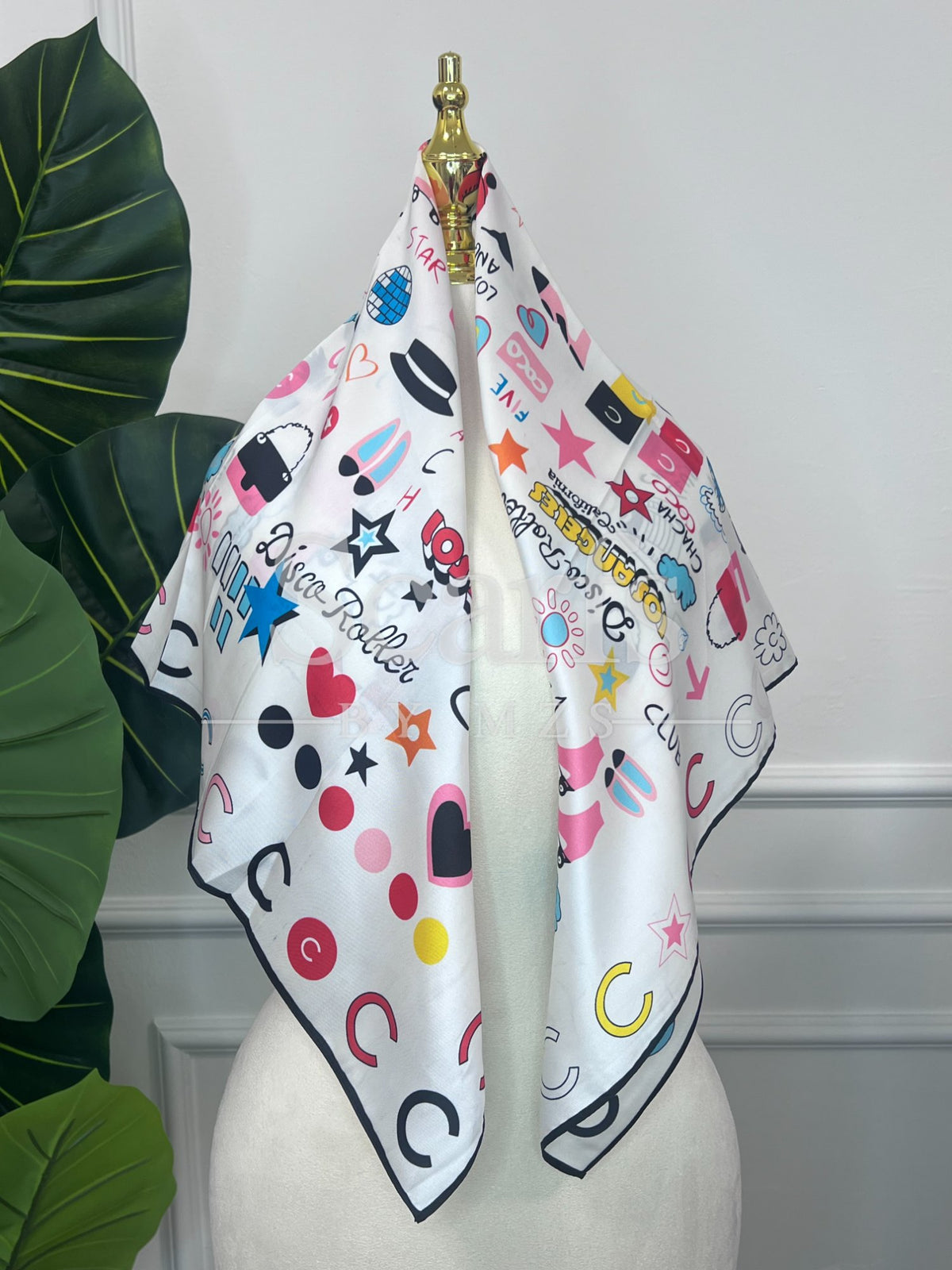 Coral Abstract Silk Scarf — Scarfs by MZS