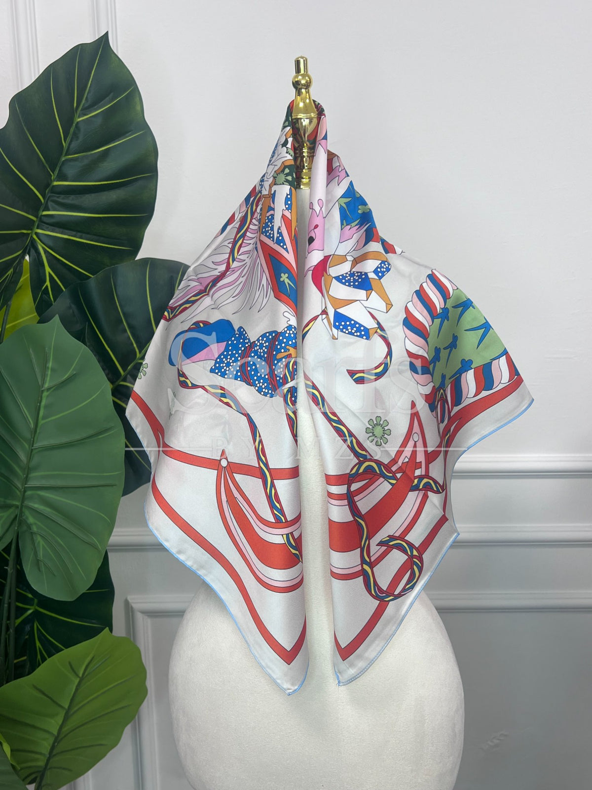 Cream Pinstripe Silk Scarf — Scarfs by MZS