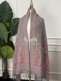 Grey Multicolour Paisley Cashmere Wrap — Scarfs by MZS