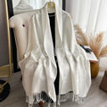 Ivory Fringed Shawl — Scarfs by MZS
