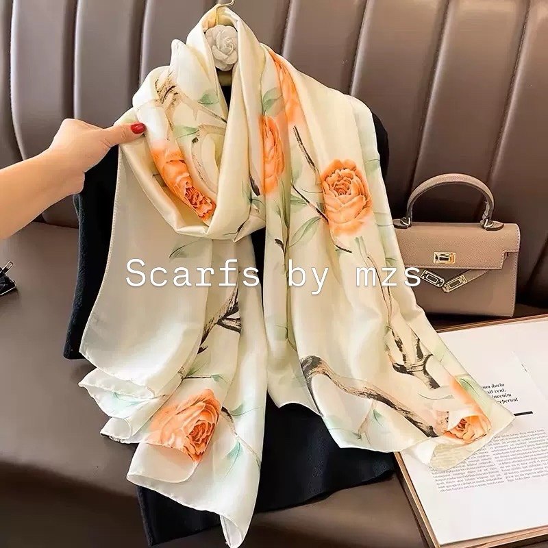 Ivory Rose Garden Scarf, 180cm — Scarfs by MZS