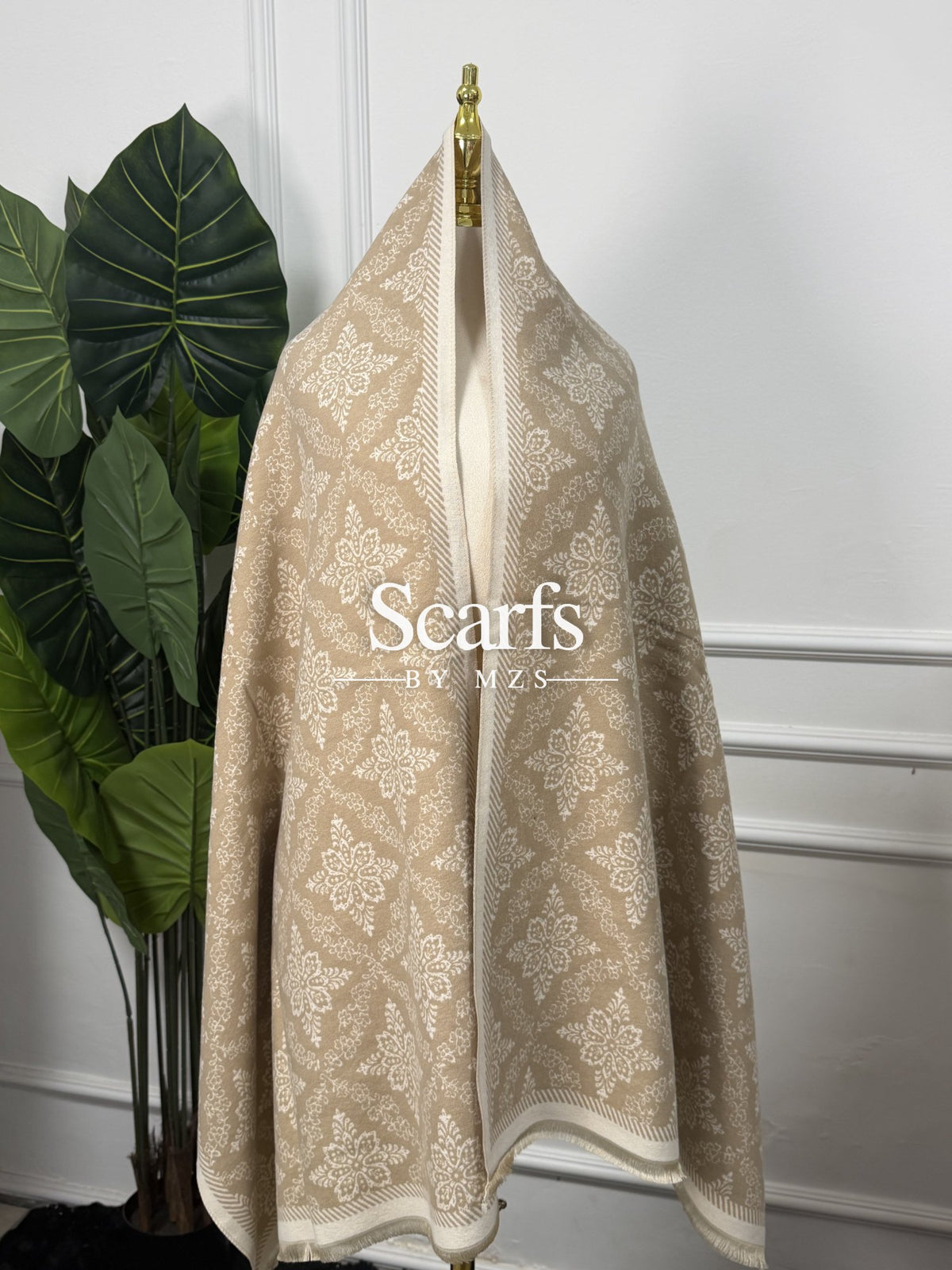 Ivory Star Medallion Cashmere Wrap — Scarfs by MZS