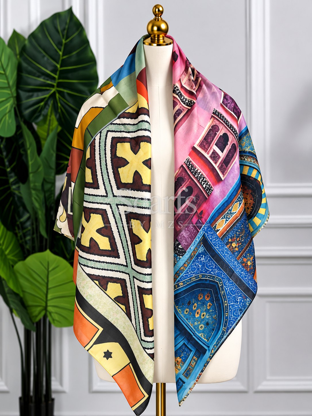 Multicolour Patchwork Scarf, 130cm — Scarfs by MZS