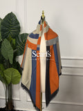 Navy Orange Colour-Block Scarf, 130cm — Scarfs by MZS