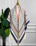 Navy Paisley Border Scarf, 130cm — Scarfs by MZS