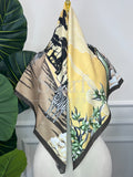 Navy Patchwork Silk Scarf, 90cm — Scarfs by MZS