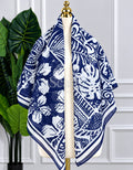 Navy Tropical Botanical Scarf, 130cm — Scarfs by MZS