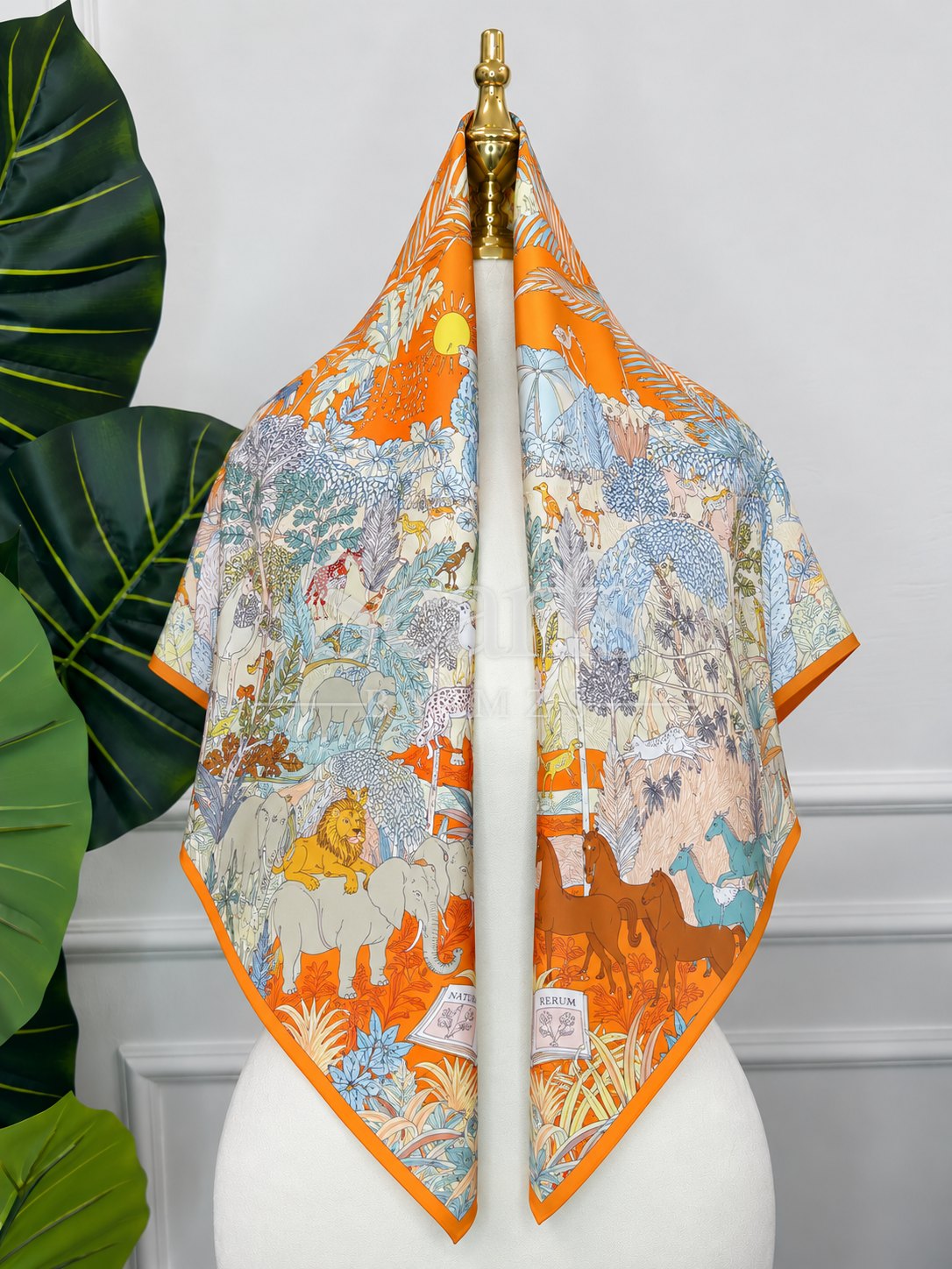 Orange Safari Story Silk Scarf — Scarfs by MZS