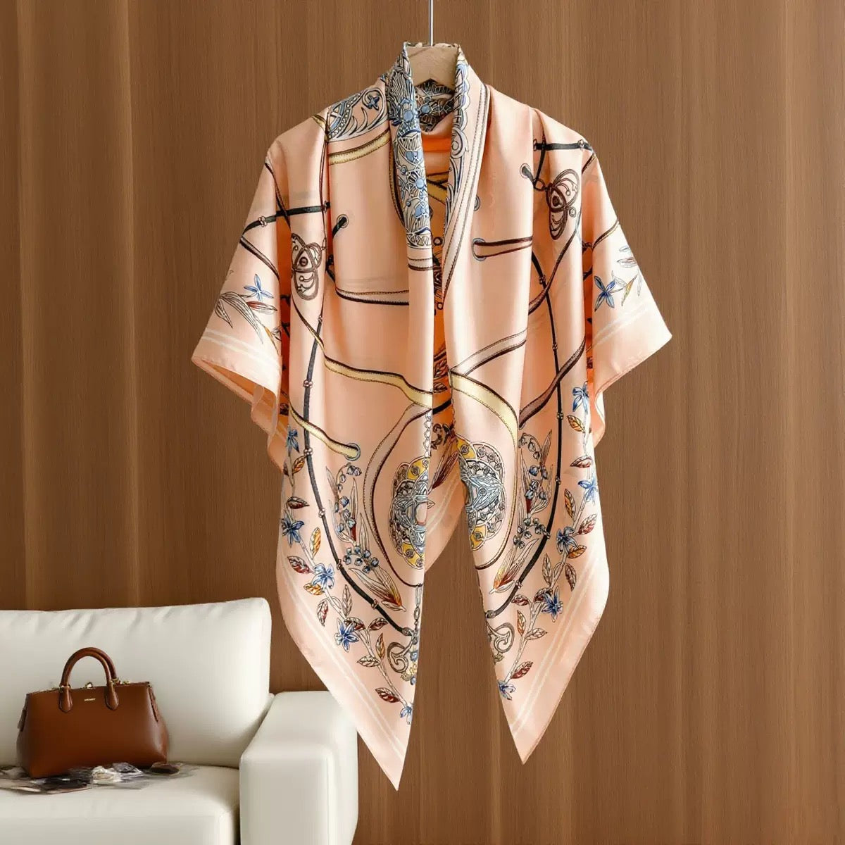 Peach Paisley Wrap Scarf
