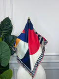 Navy Abstract Silk Scarf