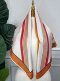 Orange Striped Silk Scarf