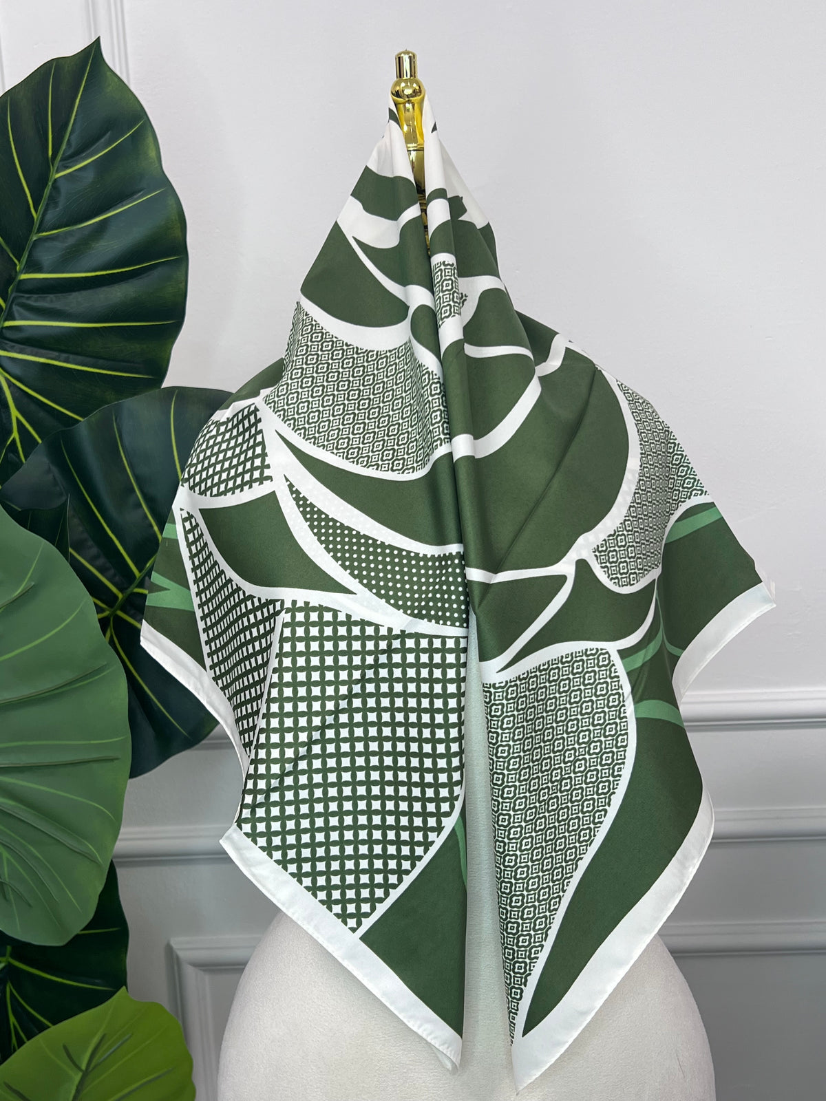 Green Geometric Square Scarf