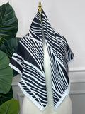 Navy Striped Square Scarf