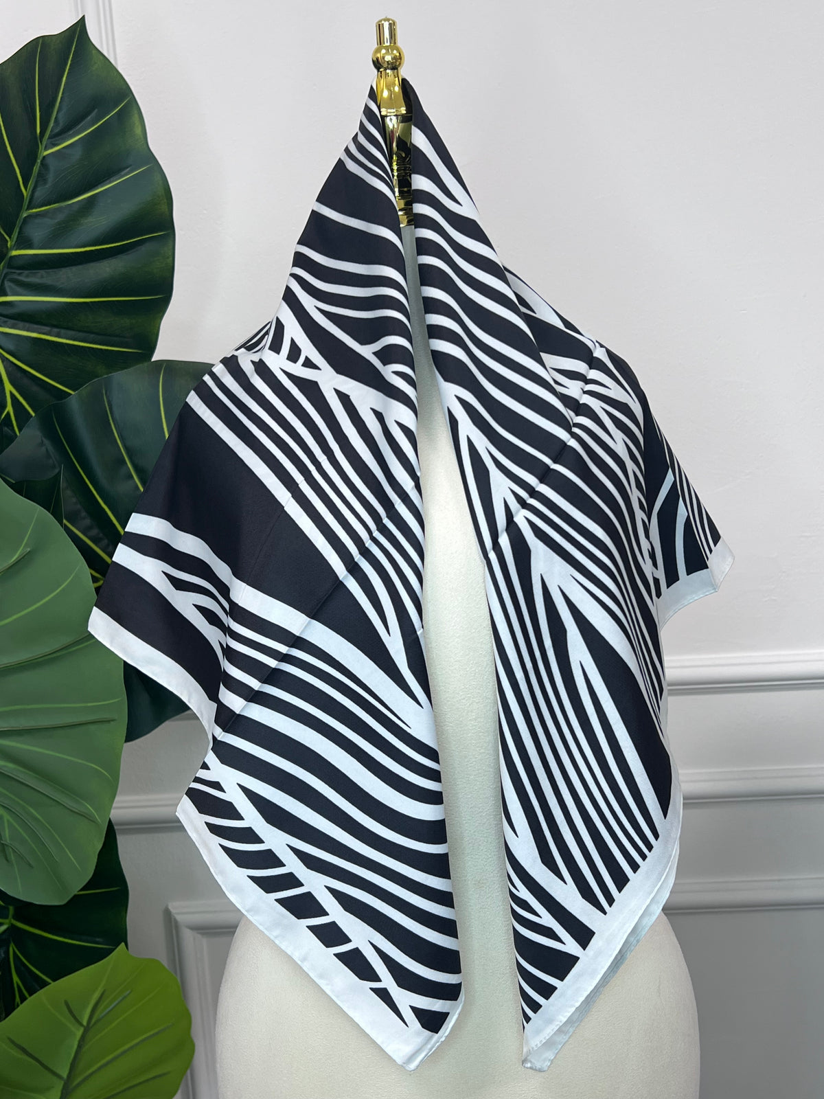 Navy Striped Square Scarf