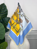 Yellow Equestrian Print Square Scarf