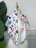 Pink Playful Print Silk Scarf