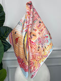 Orange Scenic Print Silk Scarf
