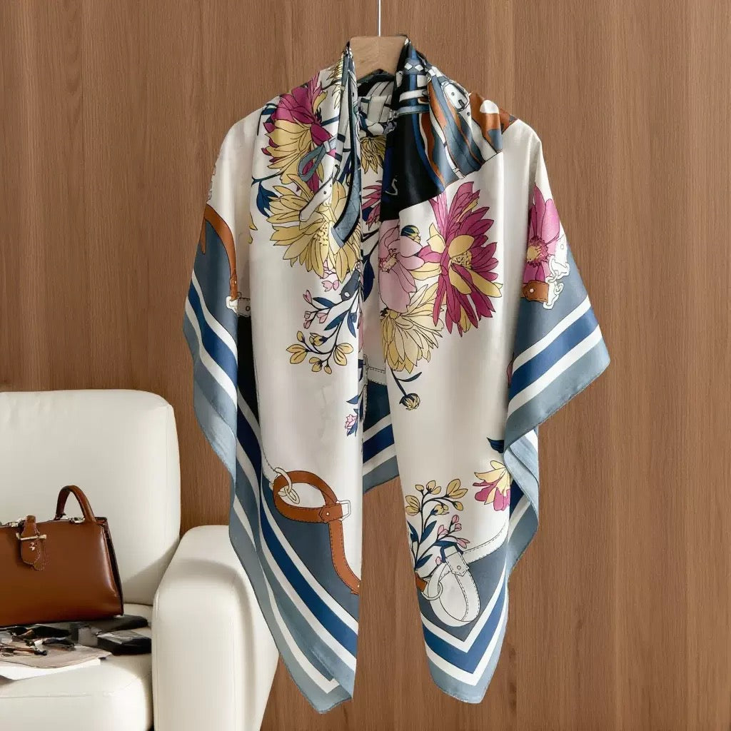 Pink Floral Print Wrap Scarf