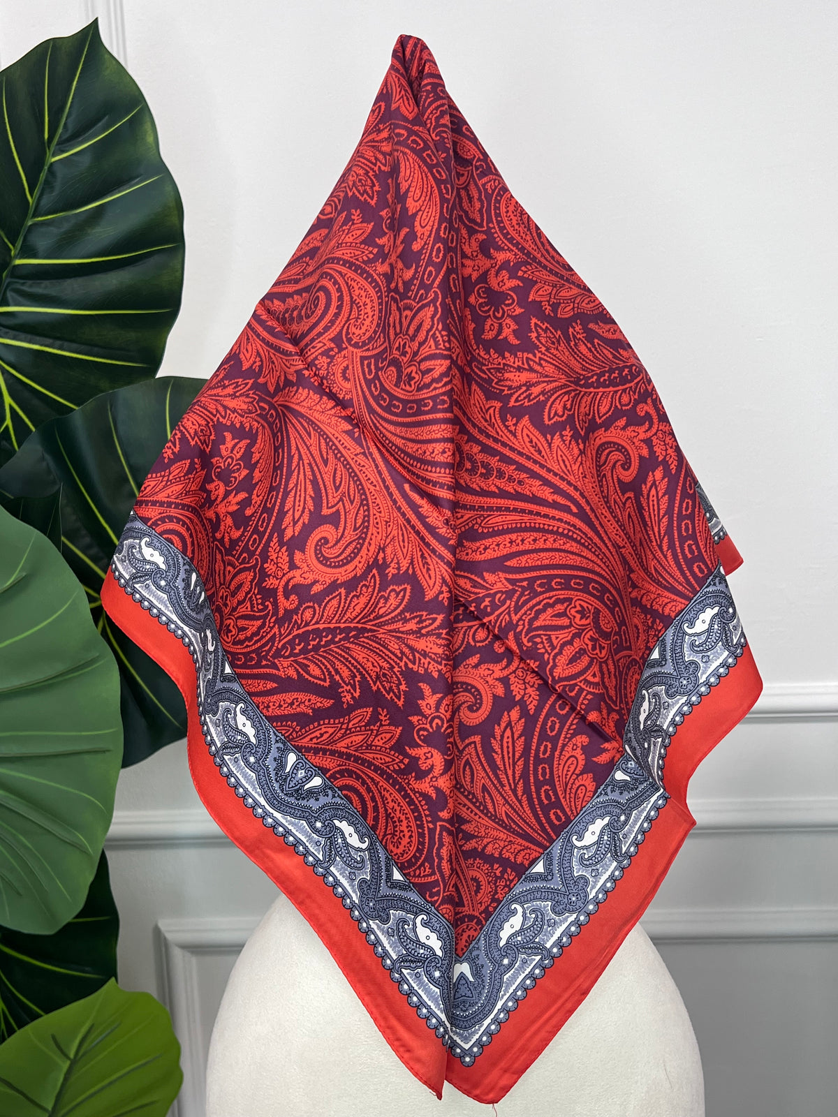 Red Paisley Square Scarf