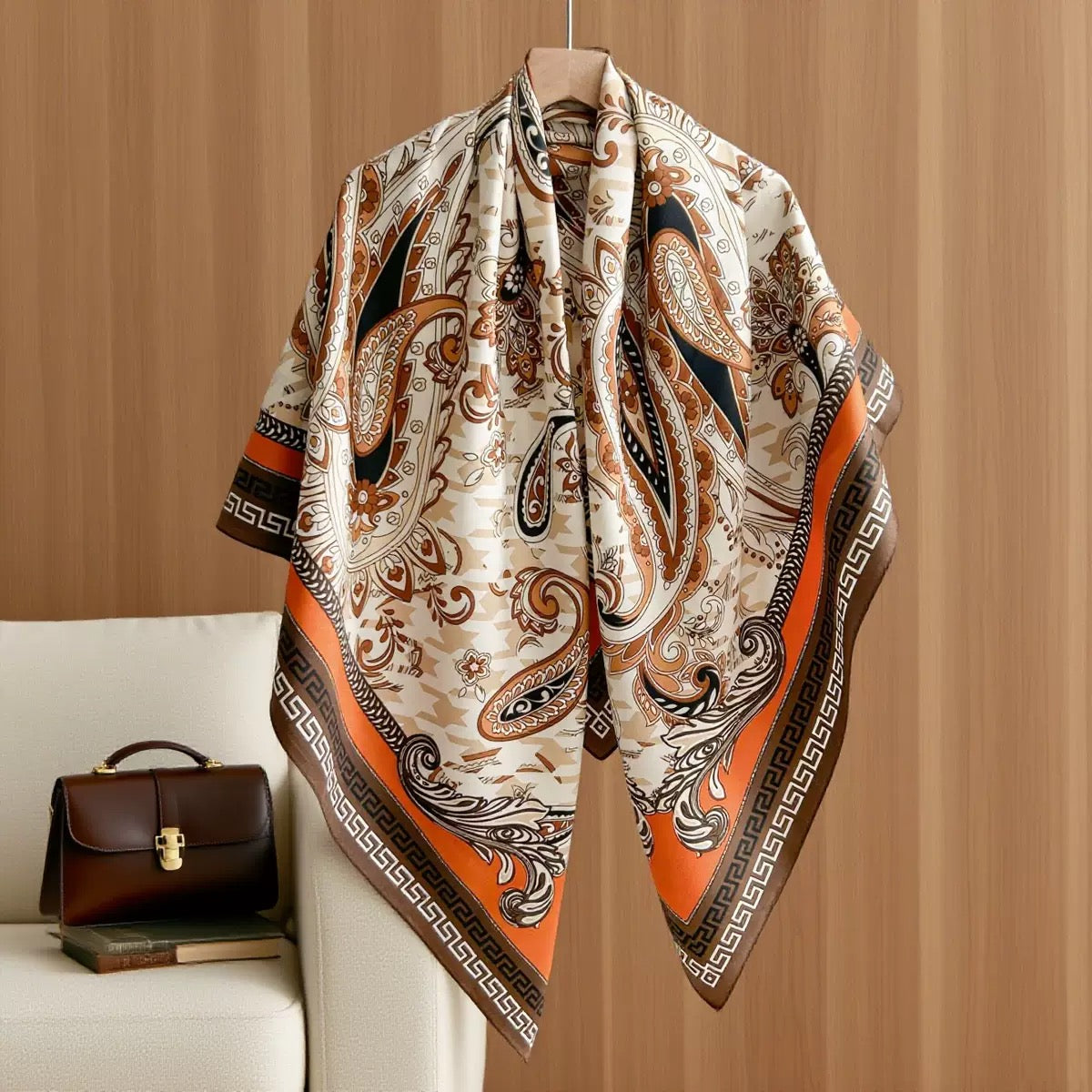 Orange Paisley Wrap Scarf