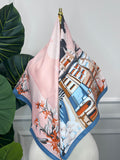 Pink Floral Square Scarf