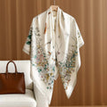 Cream Botanical Print Wrap Scarf