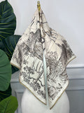 Cream Bird Print Square Scarf