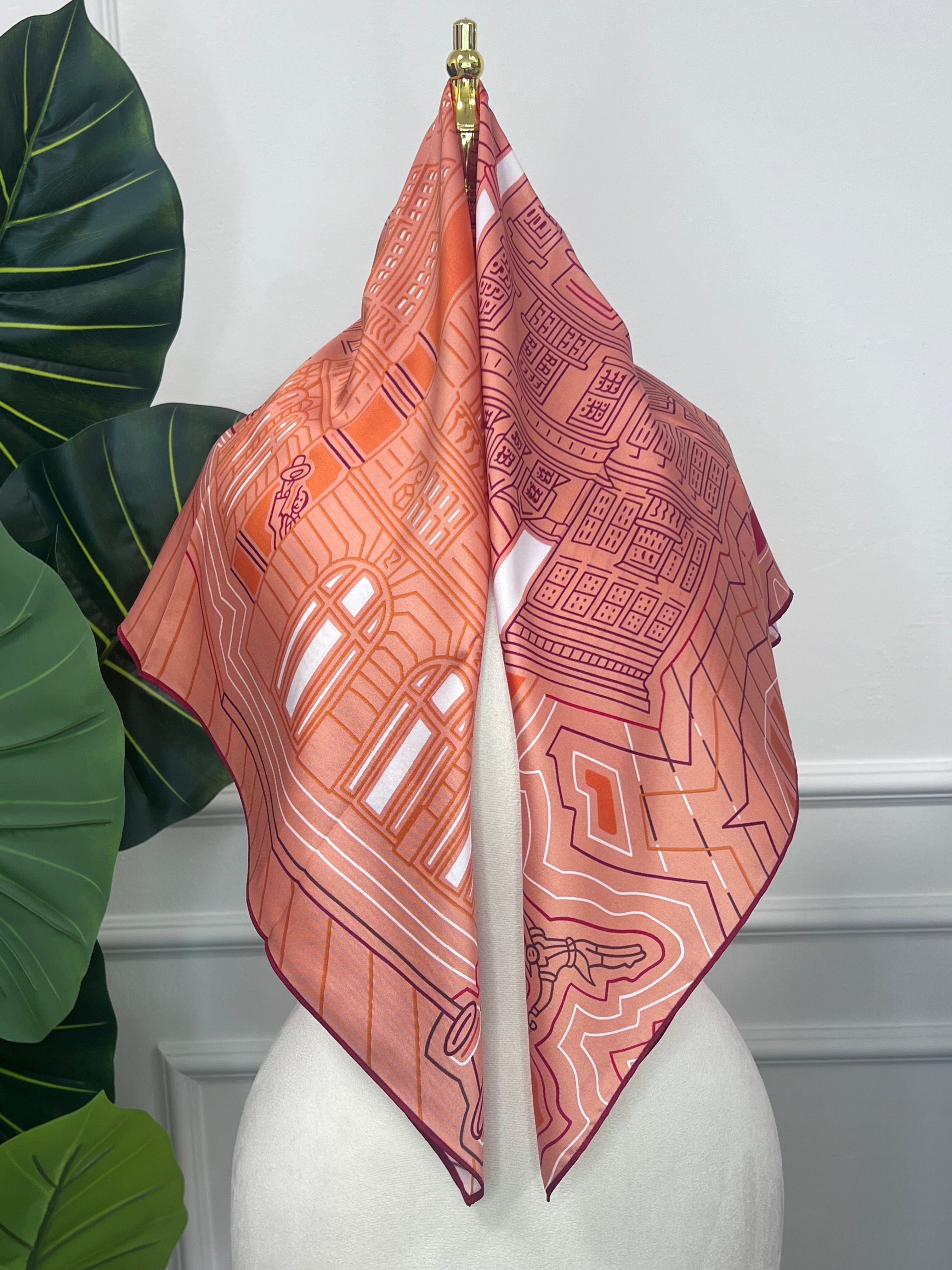 Rust Abstract Silk Scarf