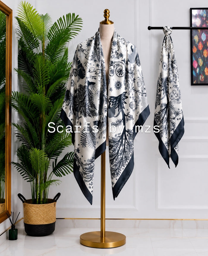 Black Medallion Shawl Scarf
