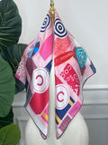 Pink Bold Print Silk Scarf