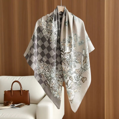 Grey Check Print Wrap Scarf