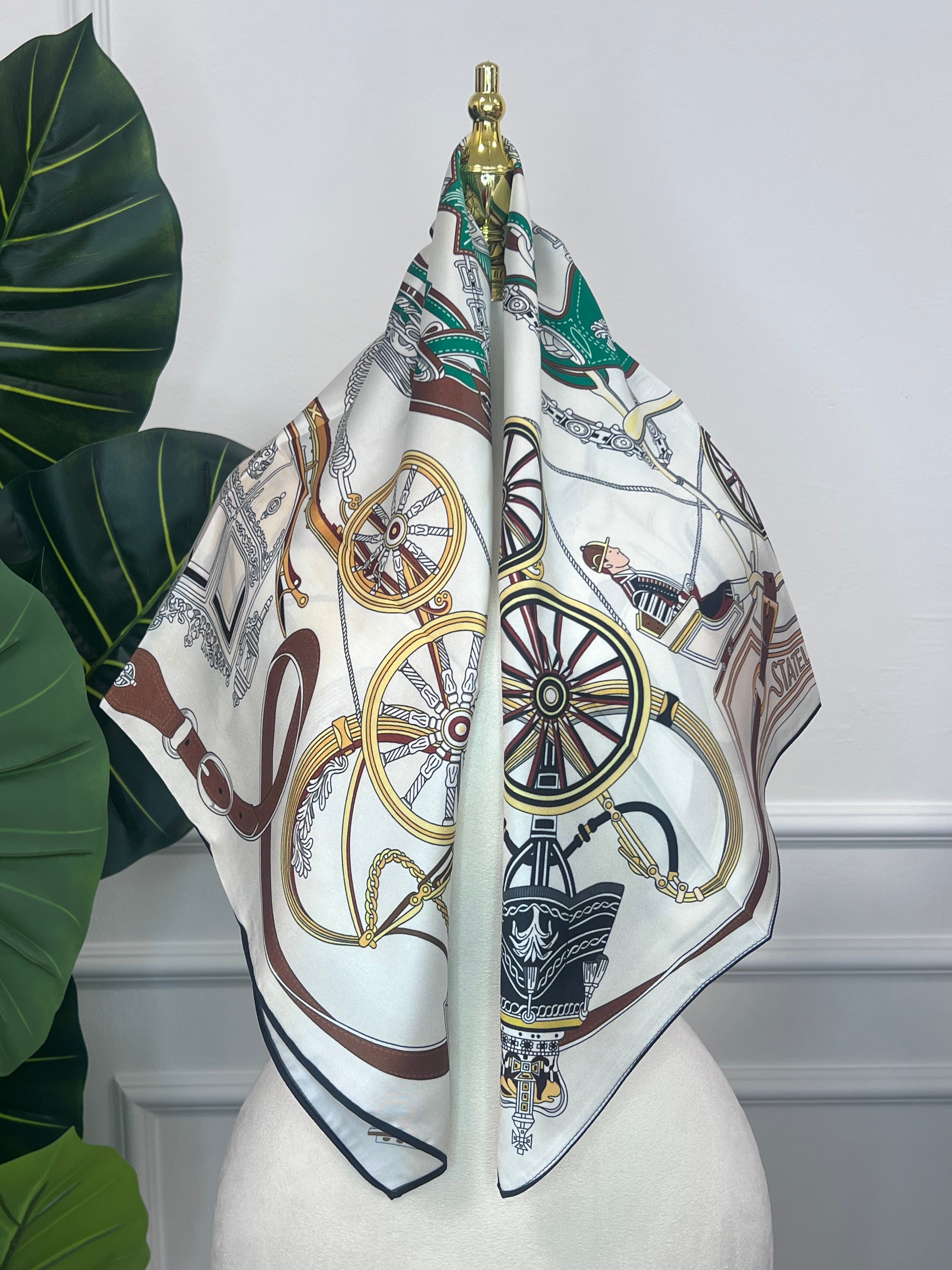 Gold Vintage Print Silk Scarf