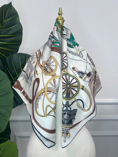 Gold Vintage Print Silk Scarf