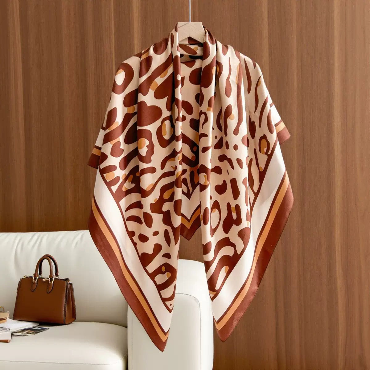 Rust Geometric Print Wrap Scarf