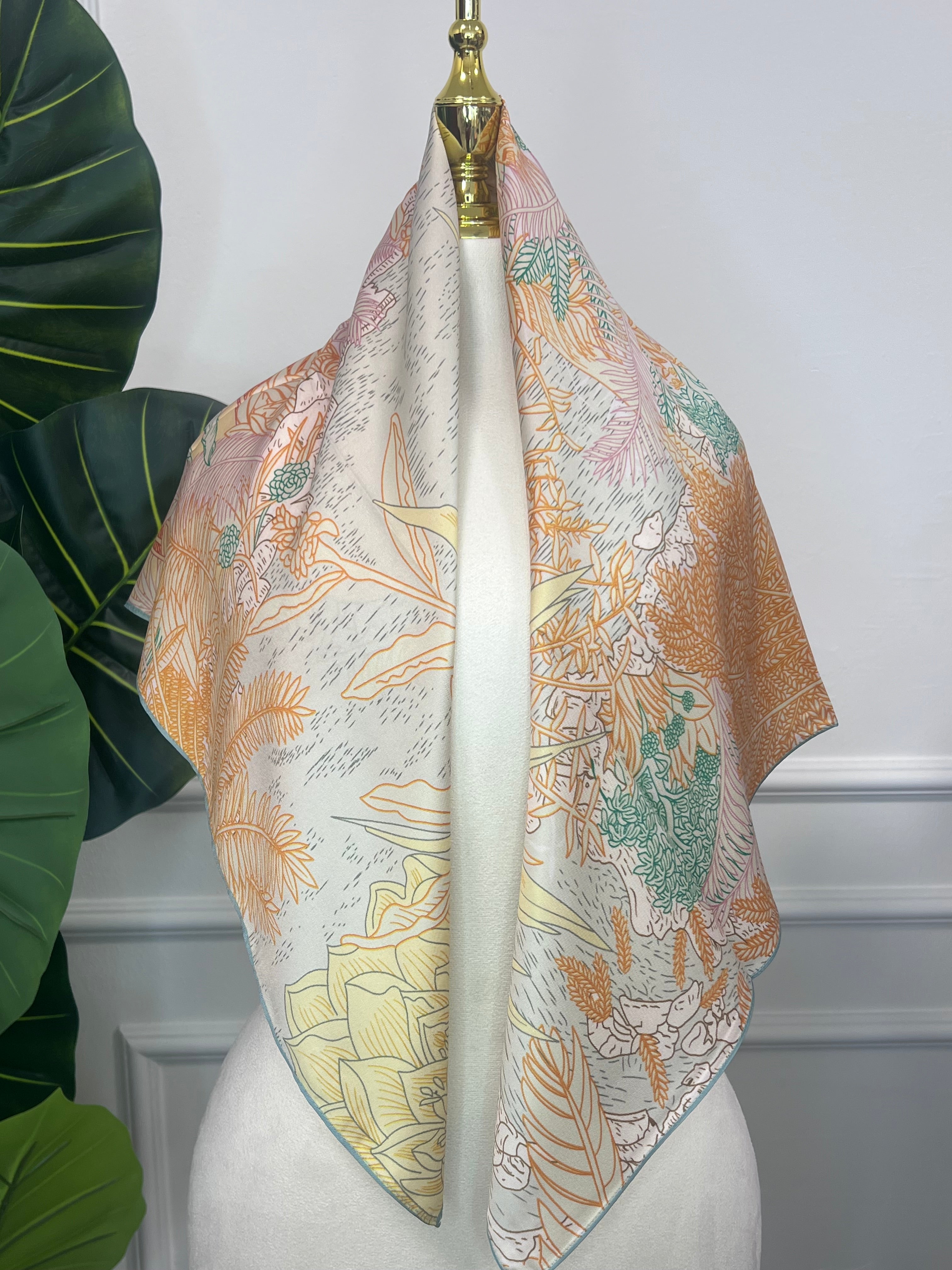 Peach Botanical Silk Scarf