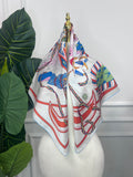 White Equestrian Silk Scarf